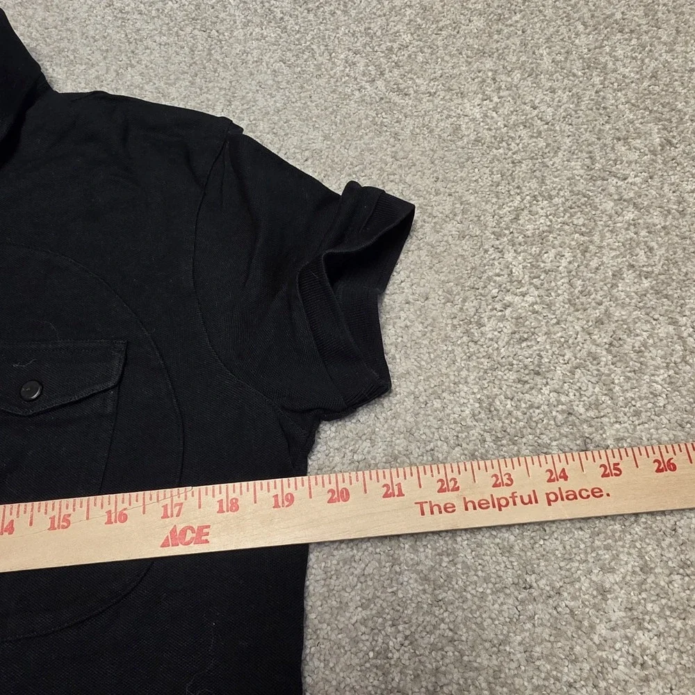 Ralph Lauren Black Label Mens Black Polo Shirt Zip Pocket Stretch Cotton Size M